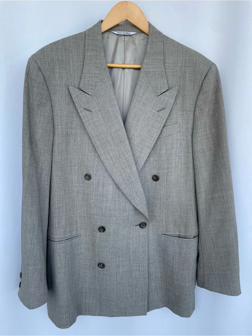 Canali Light Gray Double-Breasted Blazer size 50R Wool